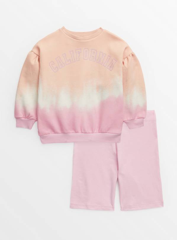 Pink Tie Dye Sweatshirt & Shorts Set 7 years